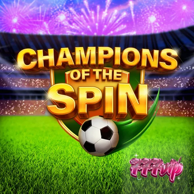 Interface do jogo de slot Champions of the Spin com tema de futebol